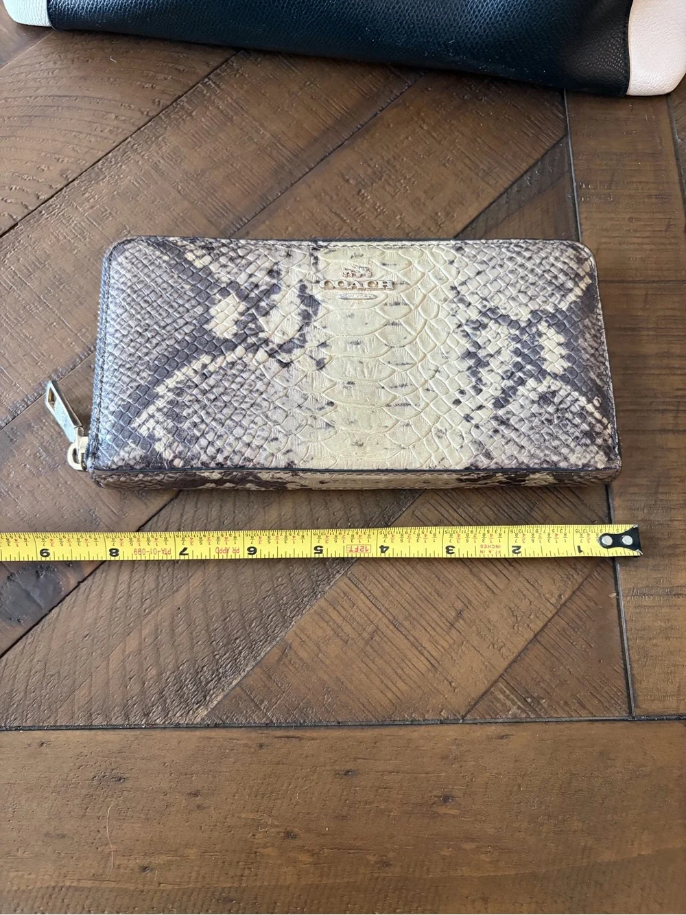 Coach Two-Tone Black & Cream Tote with Snake-Print Wallet